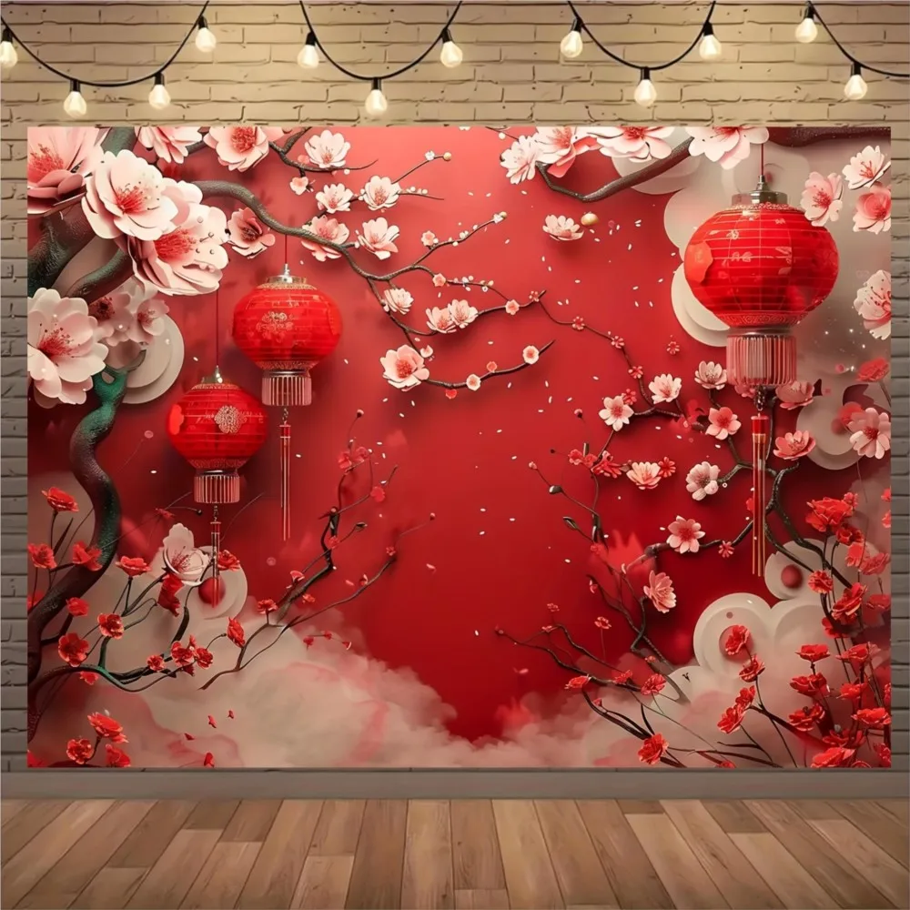 Lunar New Year Spring Festival Background Celebration Chinatown Family Portrait Party Decoration Red Lantern Photography Props