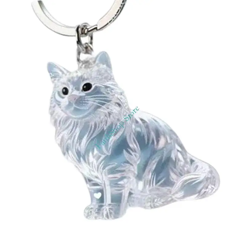 124E Memorial Pet Hair Collector keychain keyten على شكل قطة