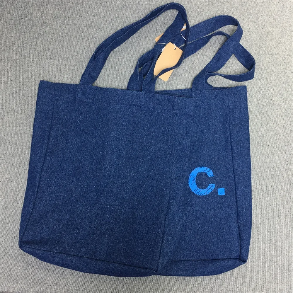 

Hot sale fashion classic graffiti blue words printed denim canvas bag single shoulder handbag denim bag
