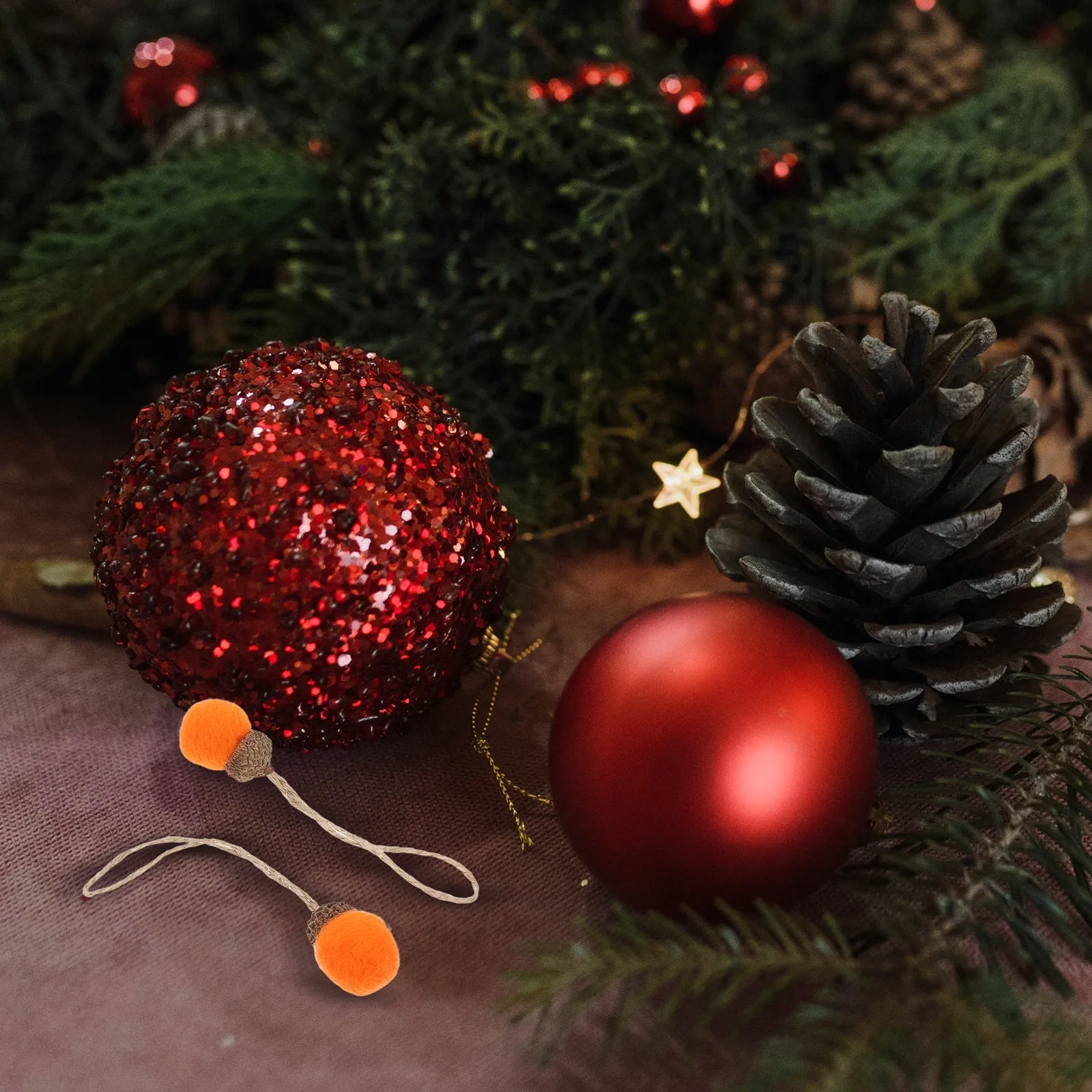 

10Pcs Wool Felt Acorns Ornaments Mini Pine Cones DIY Holiday Winter Thanksgiving Decorations Small Baubles for Crafting