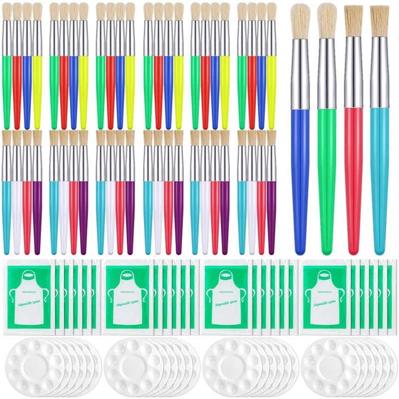 

Toddler Paint Brush Set Round Flat Brush Palette Apron Easy To Clean Suitable For Acrylic Oil Watercolor Preschool