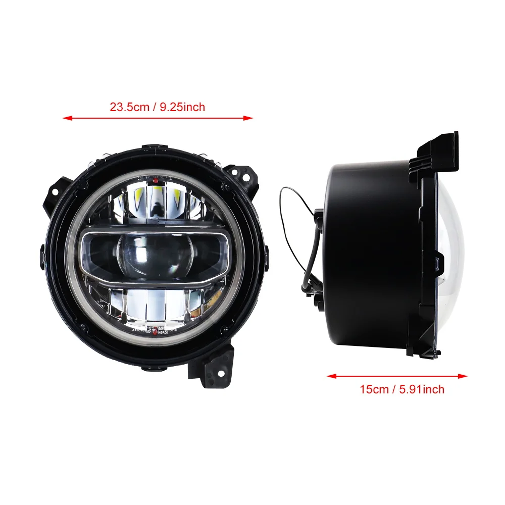 for Jeep Wrangler JL JLU JT Rubicon 18-23 LED Light 9 Inch Headlights Hi/Low Beam Halo DRL Lights E24 e-Mark Certificate