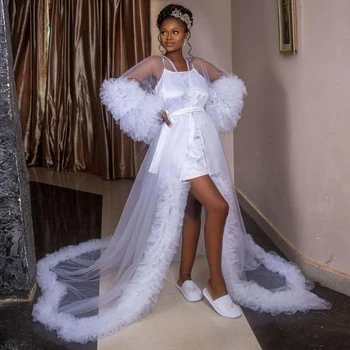 שמלות הריון שמלות כלה גלימות עבור צילום עדין חלוק שרוולים ארוכים שרוכים פהזין אחד בגדי נשים חלוק