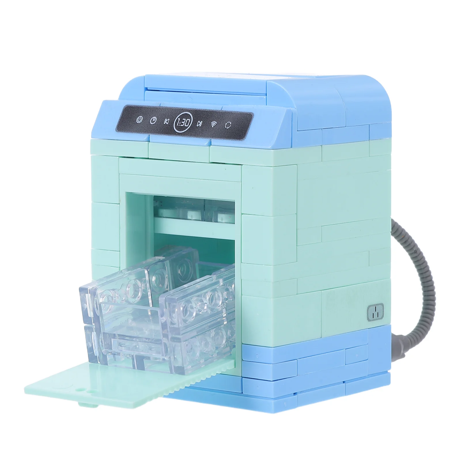 Máquina de lavar louça em miniatura, máquina de lavar louça em miniatura para casa de bonecas, acessórios de cozinha, aparelho de limpeza pequeno realista