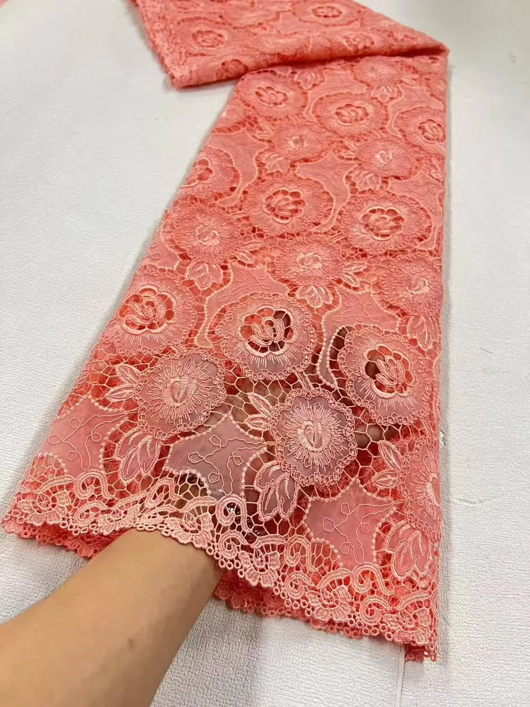 قماش دانتيل مطرز نيجيري، أفريقي، أحدث، كتان، فستان زفاف، تول، أقمشة قطنية بالمتر، جودة عالية، 2025,5 ياردة