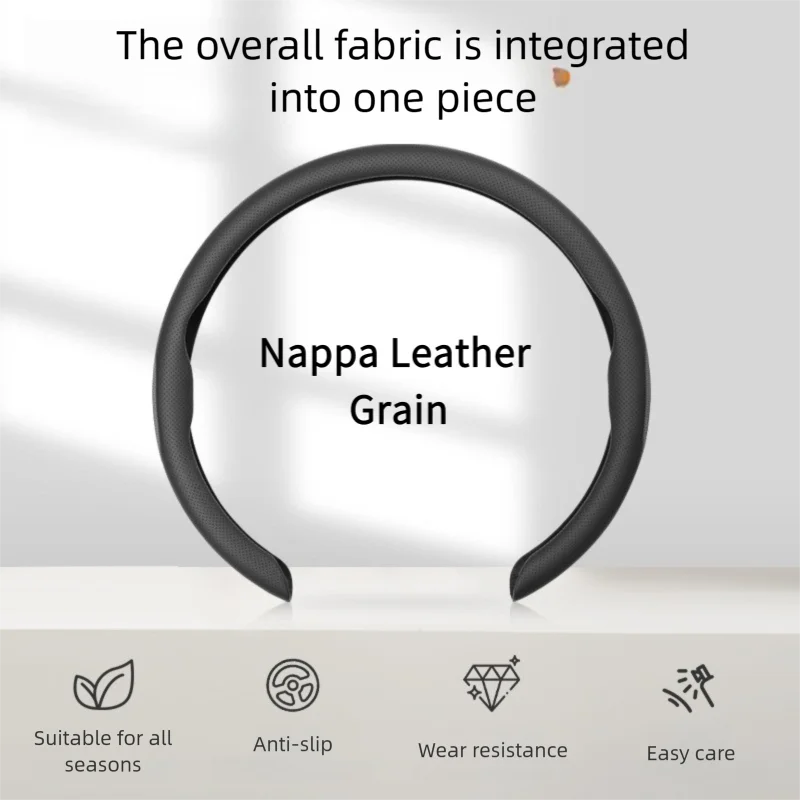 

Nappa Leather Grain Universal Car Steering Wheel Cover Card-type Installation Styling Sports Ultra-thin Suitable for 38CM