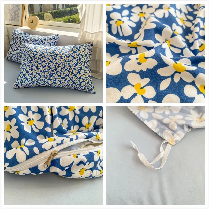 Imagem -05 - Conjunto de Cama Estilo Floral Capa de Edredão Fronha e Lençol Roupa de Cama de Solteiro e Queen Size