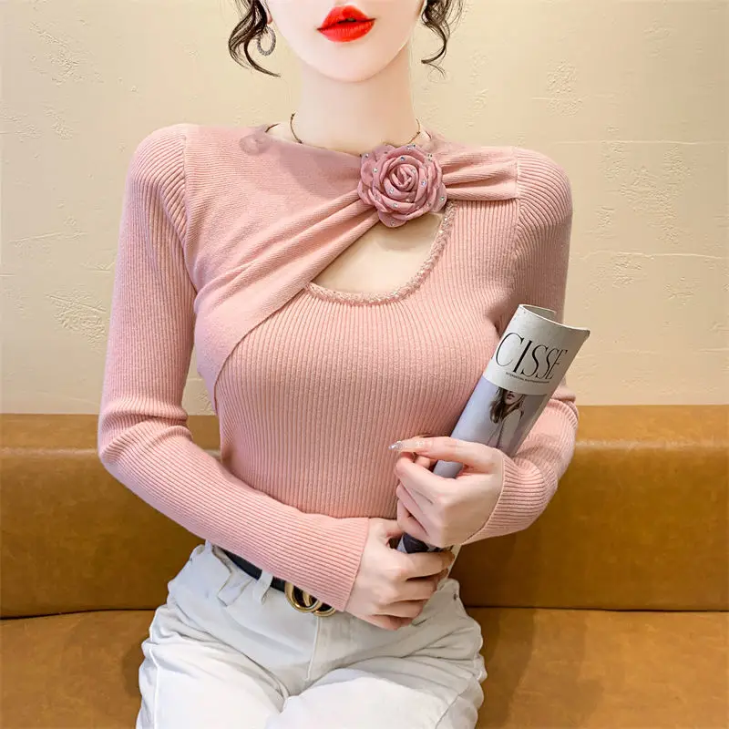 Three Dimensional Flower Temperament Heavy-duty Hot Stamping Irregular Bow Small Fragrance Style Inner Layer Base Coat