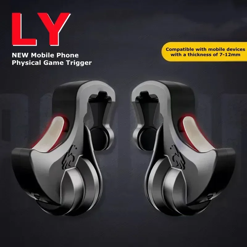 

LY 2Pcs Mobile Phone 4 Finger Physics Game Trigger for PUBG Aim Shooting L1R1 ABS Alloy Key Button for IOS Android 7-12mm Device