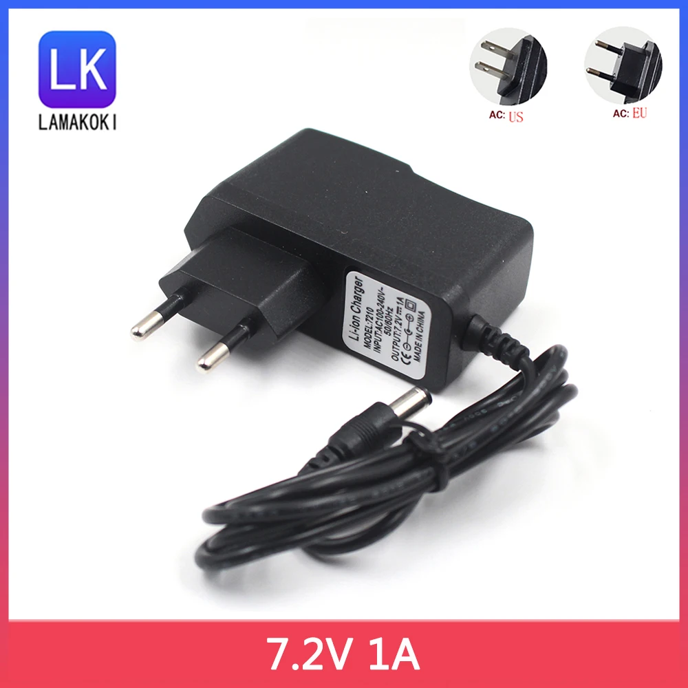 7.2V 1A Polymer Lithium Battery Charger 7.2 V 1000ma Power Adapter Charger Dual IC 7.2V1A DC 5.5mm*2.1mm EU plug