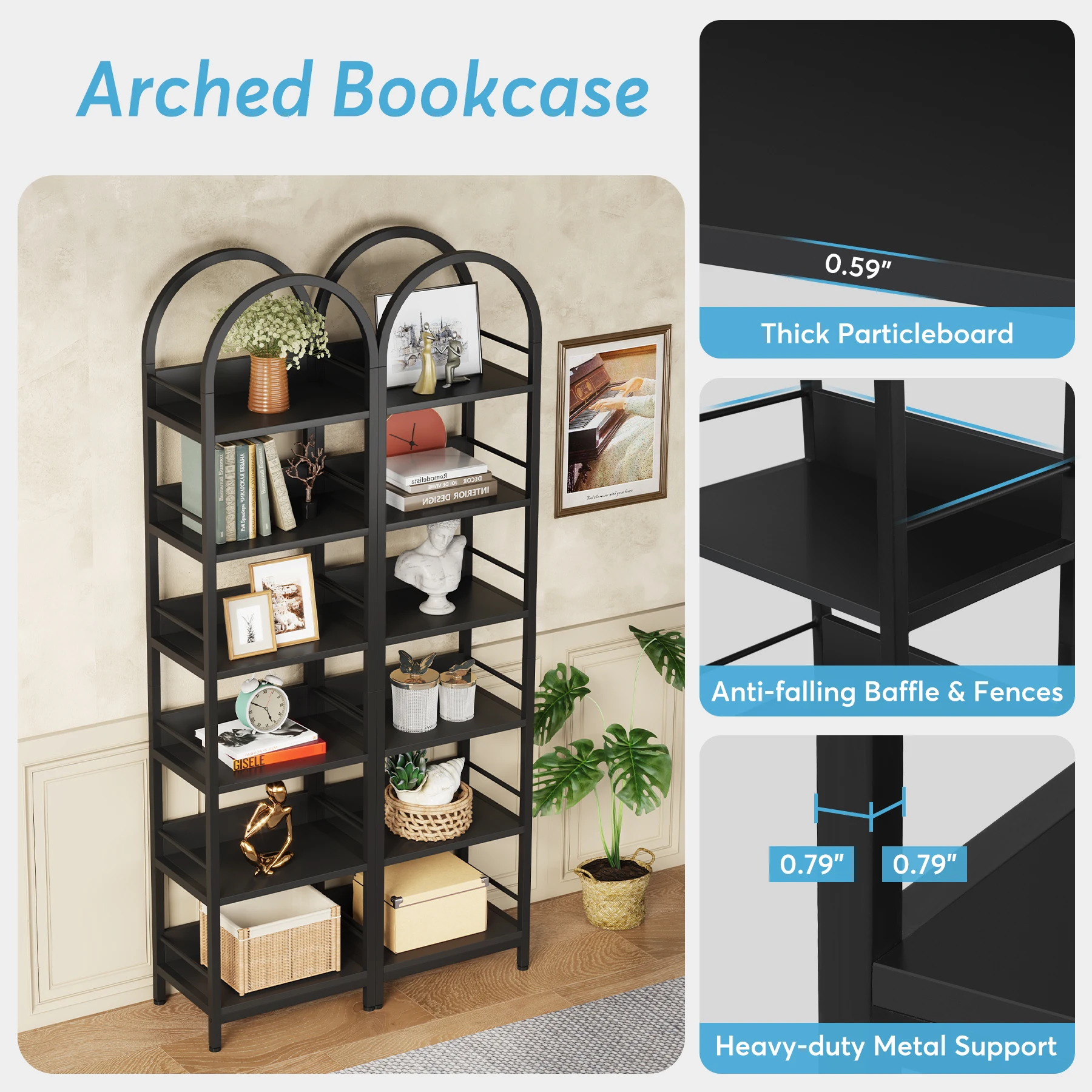 Tribesigns 6-Tier Open Bookshelf, 78.7