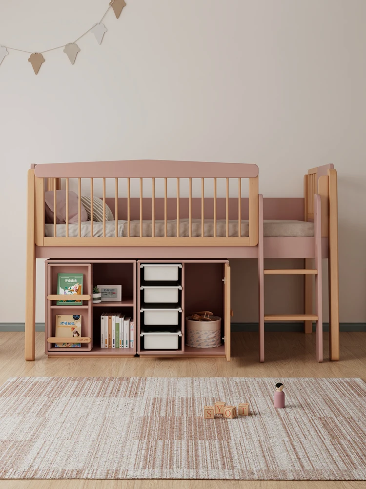 Hxl Children's Bed Half-Height Integrated Bed Cabinets under Bed Storage Multifunctional Children's Room Combined Bed