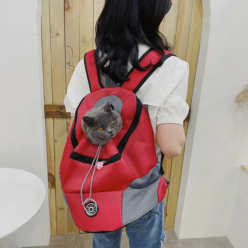 Tas ransel pembawa hewan peliharaan, tas perjalanan Pak depan bernapas dapat disesuaikan dengan strip reflektif keselamatan untuk mendaki luar ruangan kucing