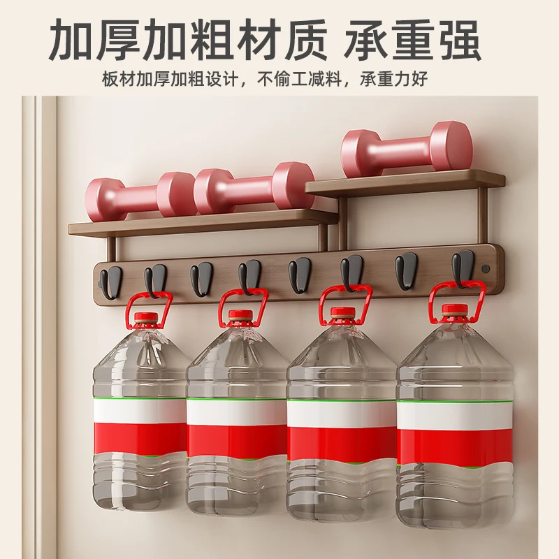 لا الحفر الباب الخلفي شماعة معطف الحائط توفير المساحة مدخل المدخل رف الملابس للمنزل خطاطيف معطف الخيزران #3