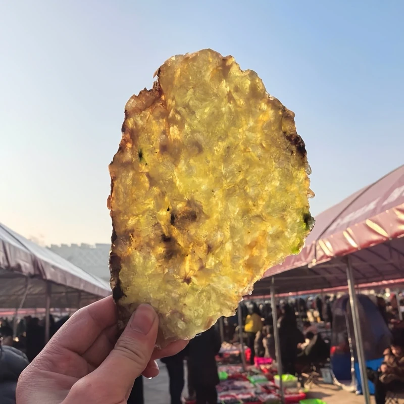 1 Pieza de Cristal Natural - Gran Losa de Mica Dorada Brillante - Rebanada Rústica con Escamas de Mica Brillantes para el Día de San Valentín