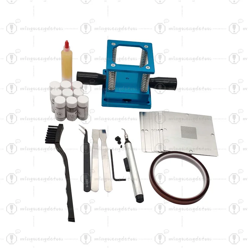 Handheld Blue BGA Tin Planting Platform, Universal Steel Mesh Solder Ball Set, Multifunctional Reballing Tool for BGA Chip