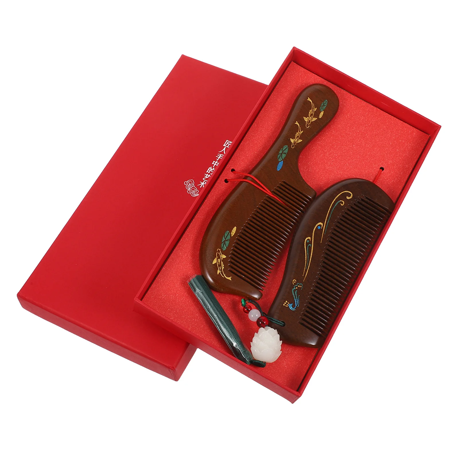 

2pcs Solid Wood Massage Comb Handmade Sandalwood Wide Tooth Comb Portable Travel Size Anti Static Scalp Detangler For Curly