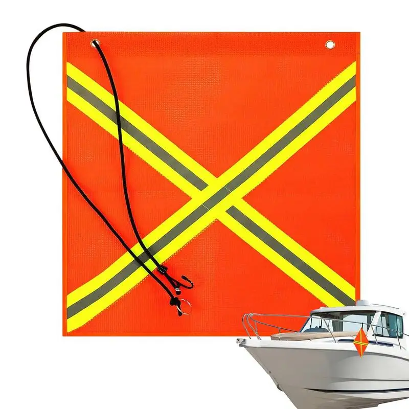 Mesh Warning Flag 18x18inch Bicycle Flags Boat Orange Safety Flag Caution Flags Safety Boat Flag Reflective Safety Boat Flag