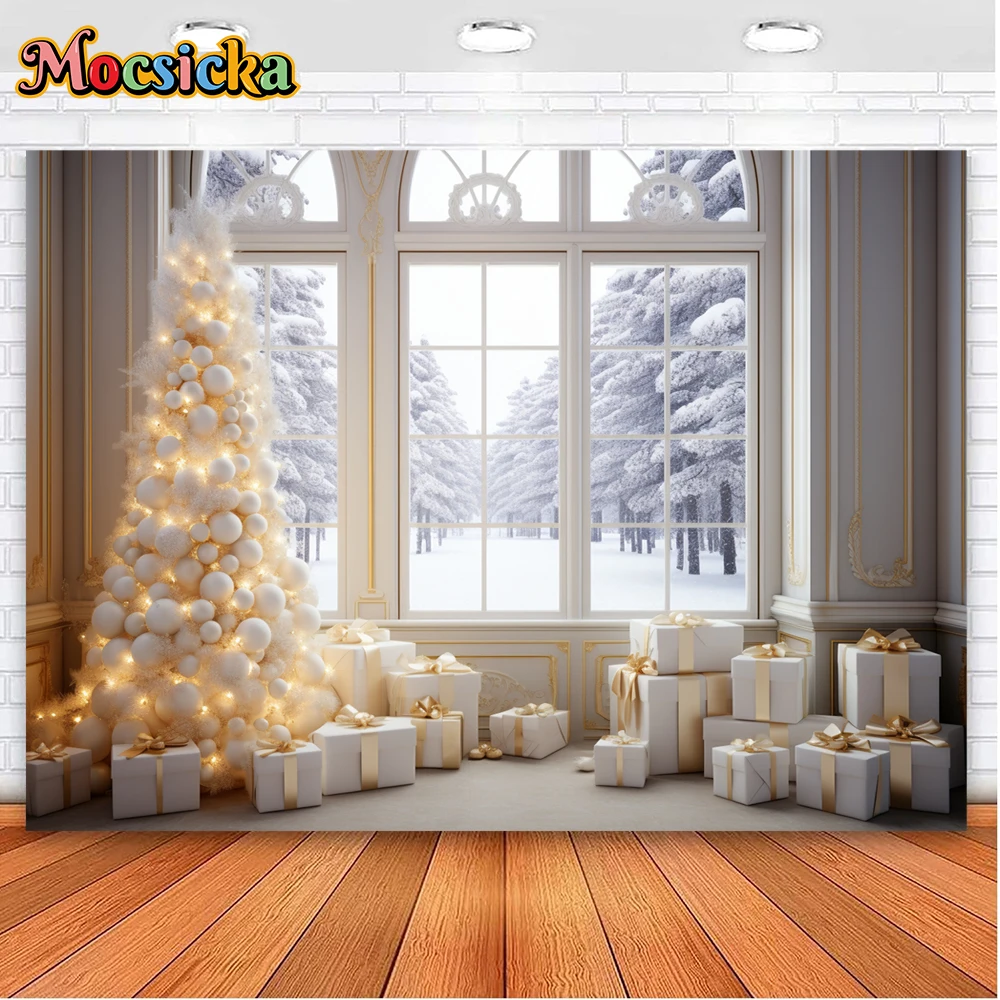 Mocsicka Winter Kerstfotografie Achtergronden Kerstcadeaus Vakantie Feest Familie Kinderen Portret Foto Backdrops Studio