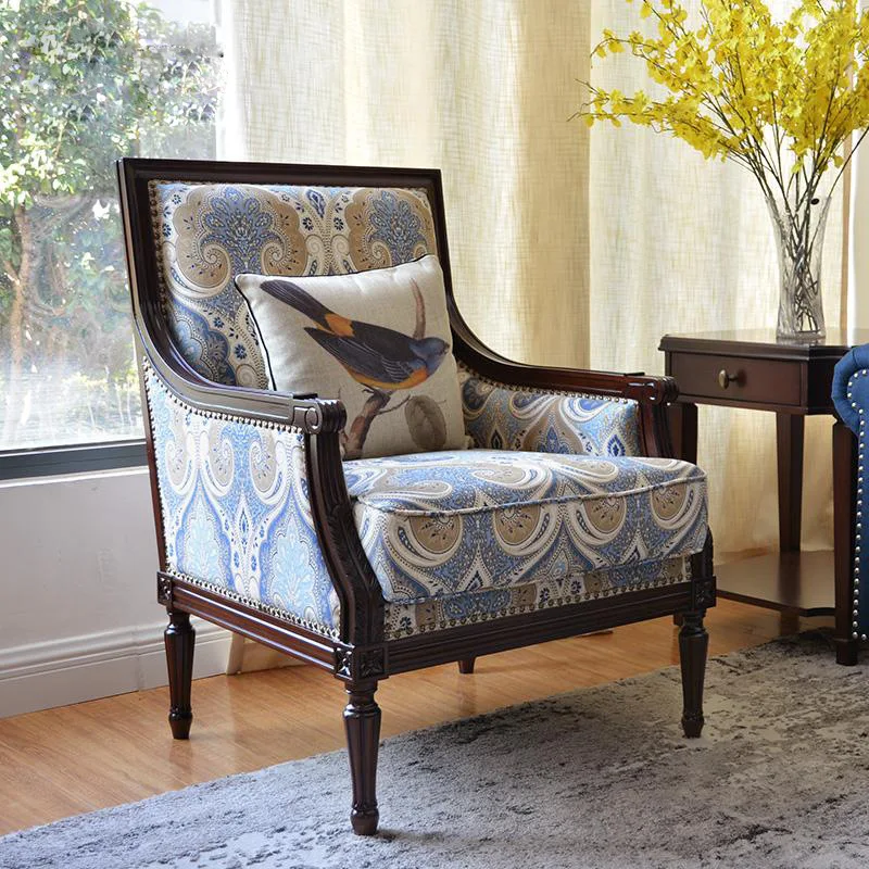 American tiger chair, European neoclassical, solid wood sofa, single sofa, modern leisure