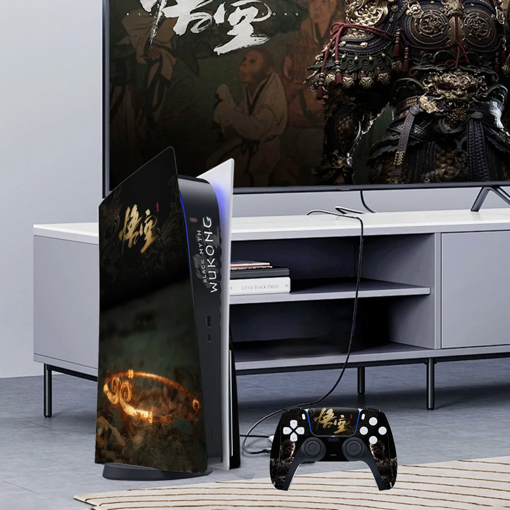 Black Myth Wukong Full Body Vinyl Skin Sticker Anti-Scratch Cool Decal Cover for PS5 Disc Digital Console & Controller