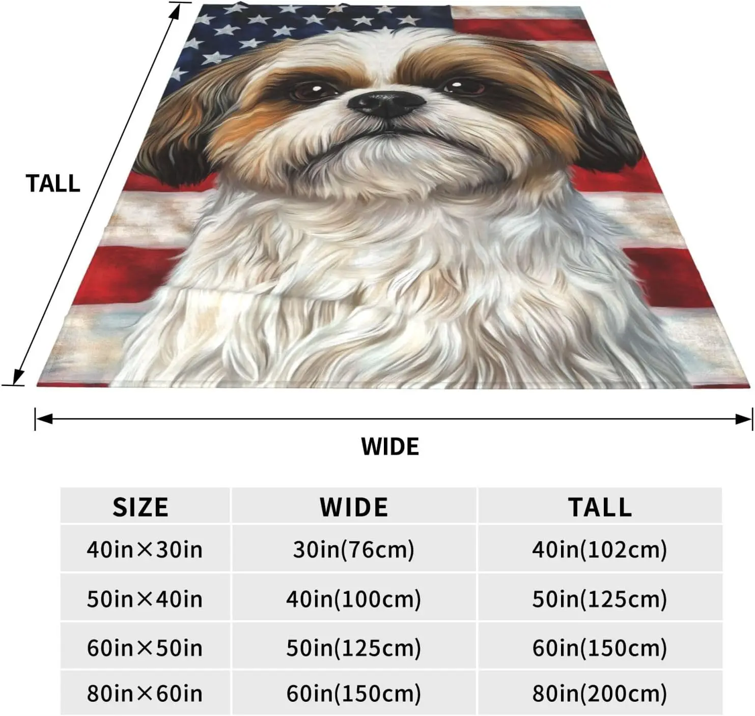 Home Decor American Flag Dog Throw Blanket Cozy Pet Lover Gift Seasonal Accent Lap Throw