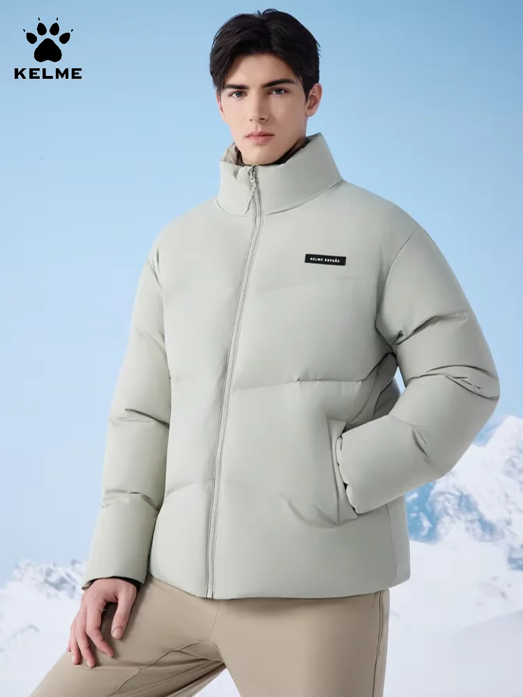 Kelme warme katoenen jas met opstaande kraag, winddicht, los, casual katoenen jack met dik fluwelen sportset