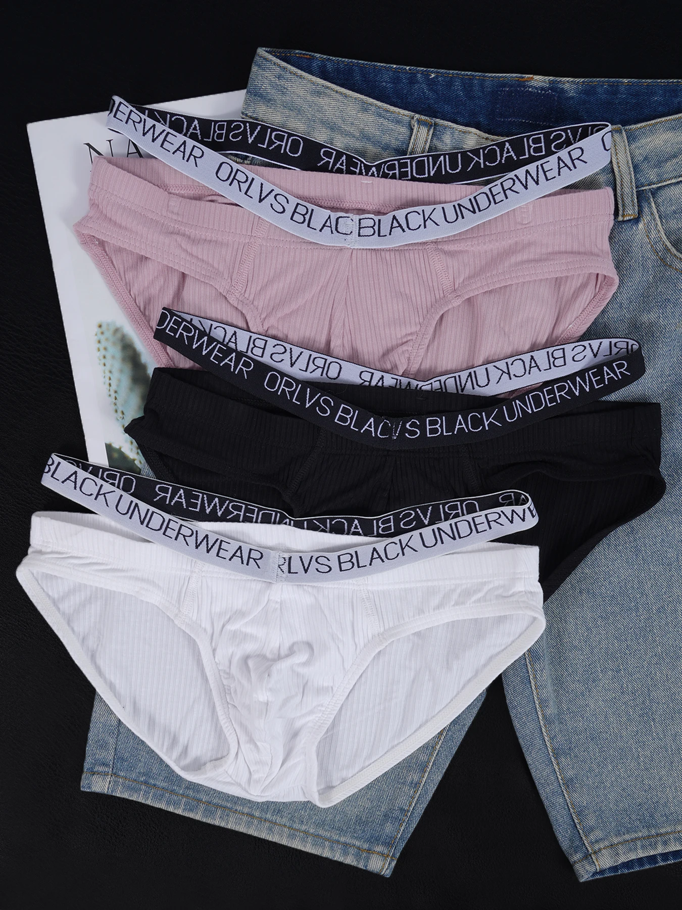 

3 PCS Men's 100% Cotton Soft Briefs Low-Rise Letter Print Thin Double Waistband U Convex Pouch Sexy Trendy Underwear