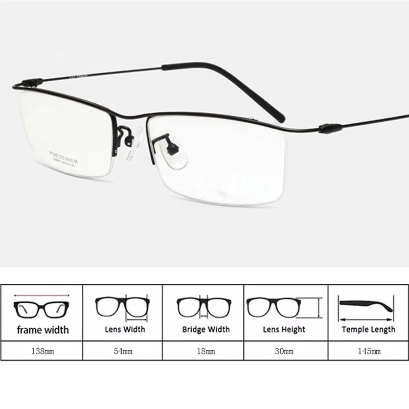 HDCRAFTER Titanium Metal Glasses Frame for Men Half Rim Rimless Eyeglasses Cool Optical Eyewear Prescription Spectacles Frame