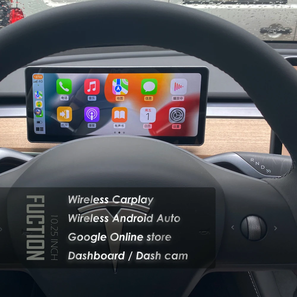 10.25‘’ Dashboard  Andriod Display Information Panel  For Tesla Model Y 3 Support 4G SIM Card  4G ROM 64RAM Wifi OTA SATONIC