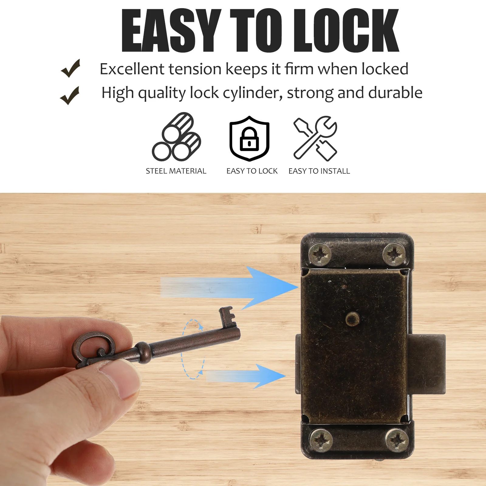 

2Pcs Style Furniture Locks Durable Decorative Box Lock for Vintage Cabinet Home DIY Locks Replacement Accessories