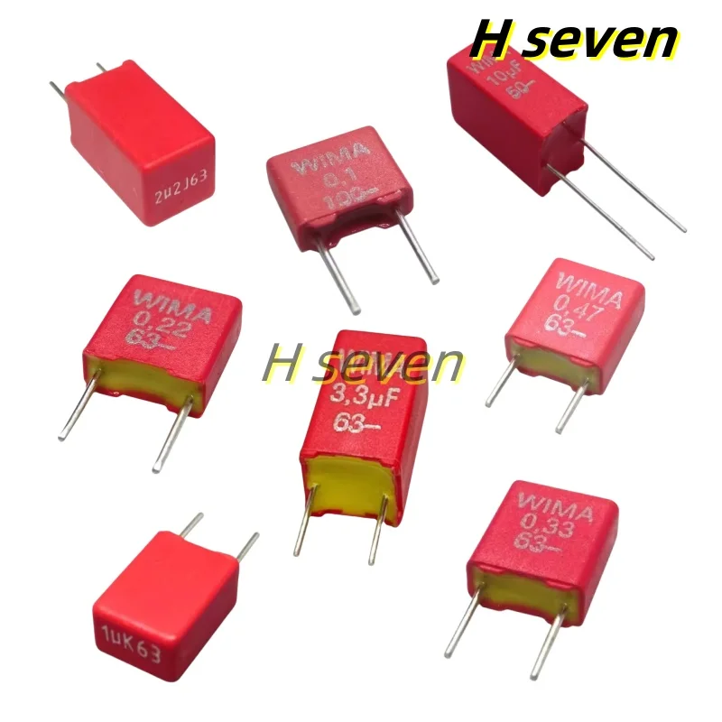 10pcs WIMA MKS2 5MM Film capacitor 0.1UF 0.22uF 0.33uF 0.47uF 1uF 2.2uF 3.3uF 10uF 50v 63v 100v 5%/10%