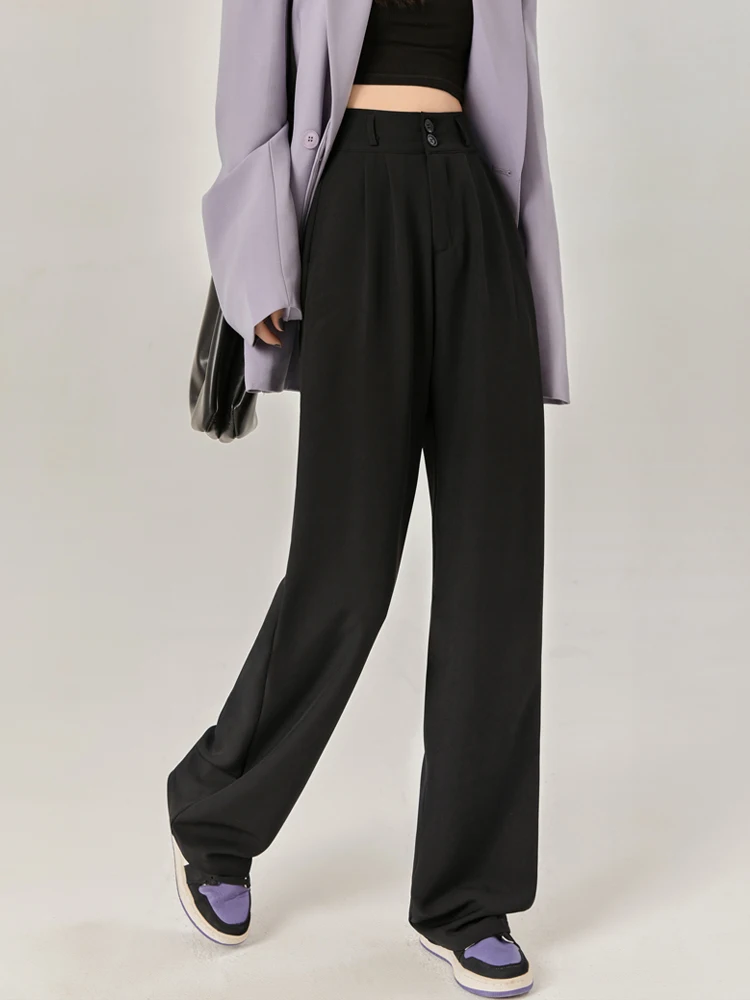 

Женские широкие брюки Bla Slim: весенне-осенние, свободные, прямые, повседневные, в пол, с высокой талией, струящиеся, для стройности