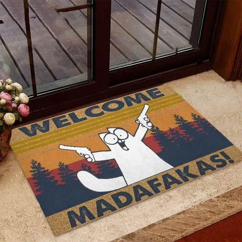 MADAFAKAS Carpet Pattern Mat Outdoor Non-slip Easy To Clean Cat Rug Resistant Doormat Washroom Entrance Decor Washable Carpet