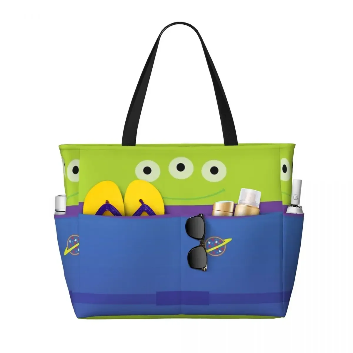 Pizza Planet Alien bolsa de viaje para playa, bolsa de mano, vacaciones, deportes para adultos, regalo de cumpleaños, patrón multiestilo