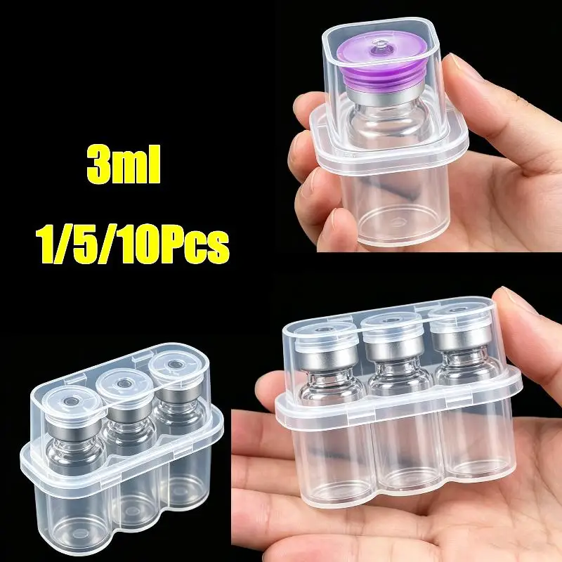 1/5/10Pcs Mini Transparent Peptide Storage Case Vial Stackable Refrigerator Storage Box 3mL Vial Storage Case For Lab & Home Use