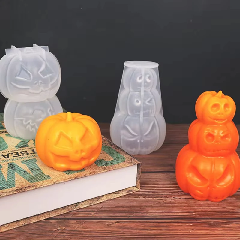 Espressione di Halloween candela di zucca stampo in Silicone fai da te aromaterapia balsamo goccia stampo tema vacanza decorazione festa Souvenir