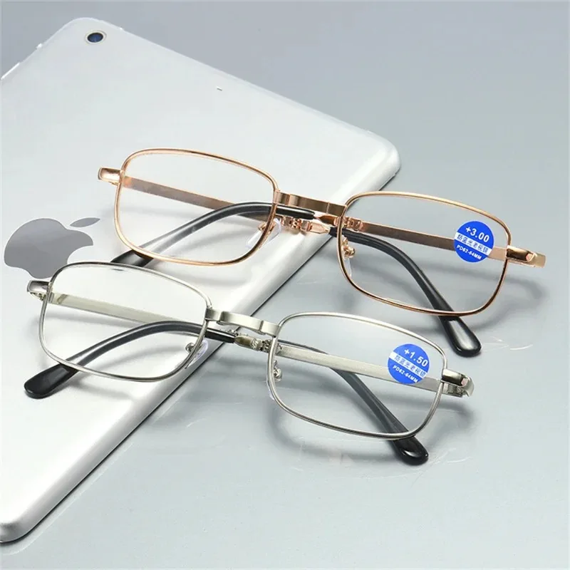 Unisex Foldable Reading Glasses Folding Presbyopia Men Women Metal Retro Computer Reading Glasses With Case 1.0 1.5 2.0 2.5 3.0