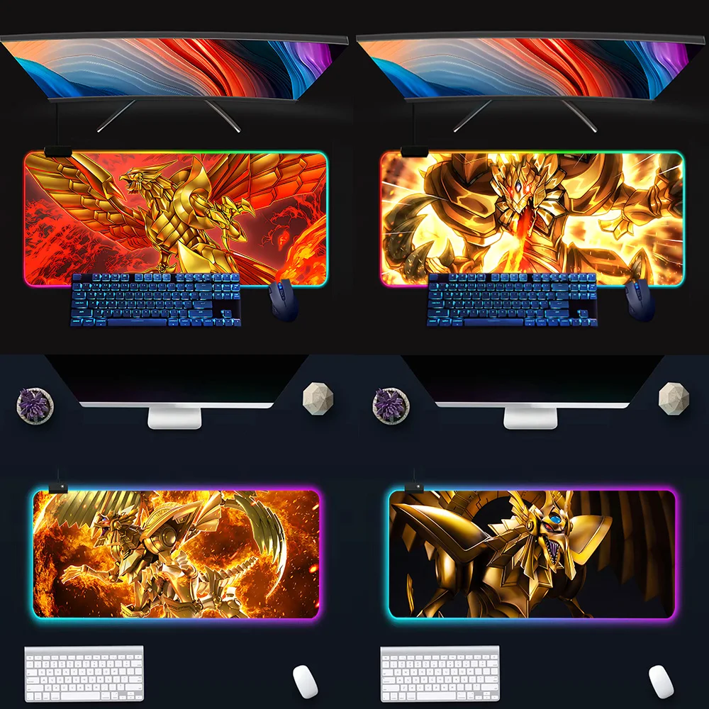 YuGiOh OBELISK THE TORMENTOR RGB Pc Gamer Keyboard Mouse Pad Mousepad LED Glowing Mouse Mats Rubber Gaming Computer Mausepad