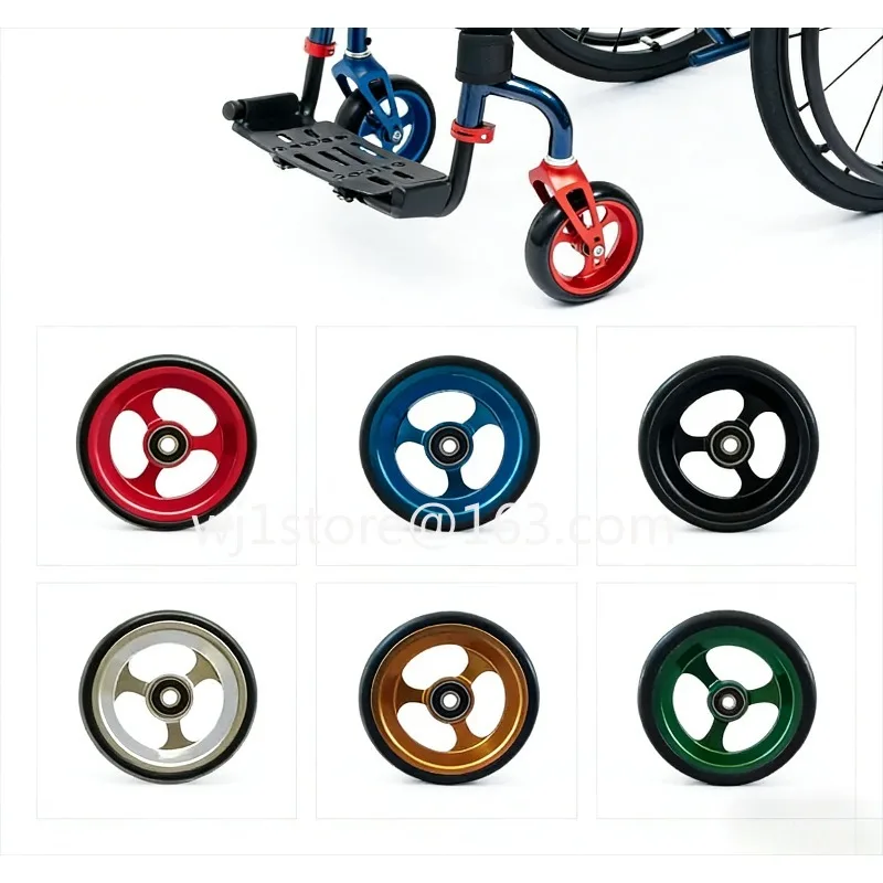 Sturdy and Durable Sports Wheelchair Front Wheel 4-Inch High-Speed Bearings Aluminum Alloy Rubber Casters