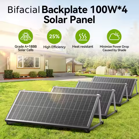 Rvpozwer 12.8V 400W/200W/100W Monocrystalline Solar Panel 18BB N-Type High Efficiency PV Power for Off-Grid Yard Roof Garden