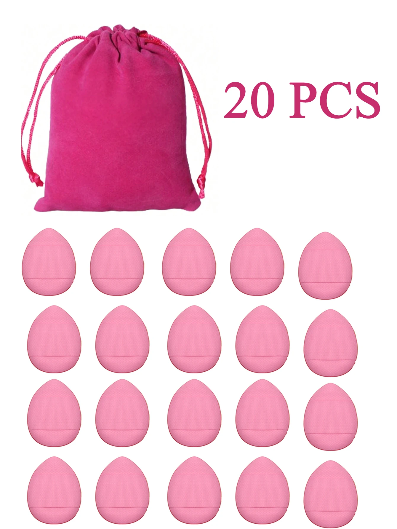 طقم إسفنجة بودرة إسفنجية مكون من 20 قطعة مع أكياس، منتفخة مكياج، لكريم الأساس السائل، كريم الأساس البودرة، كونسيلر