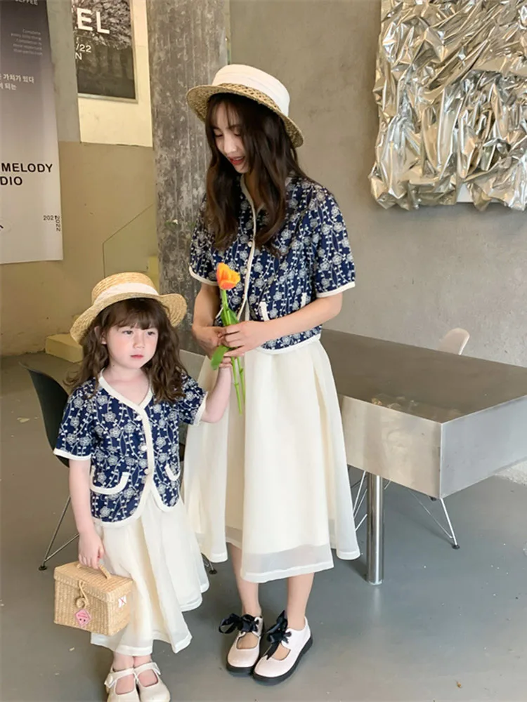 

Parent-child Summer Dress Girls Vest Skirt Suit Mother and Daughter Dress Korean Version of The Western Style Summer Suit Skirt