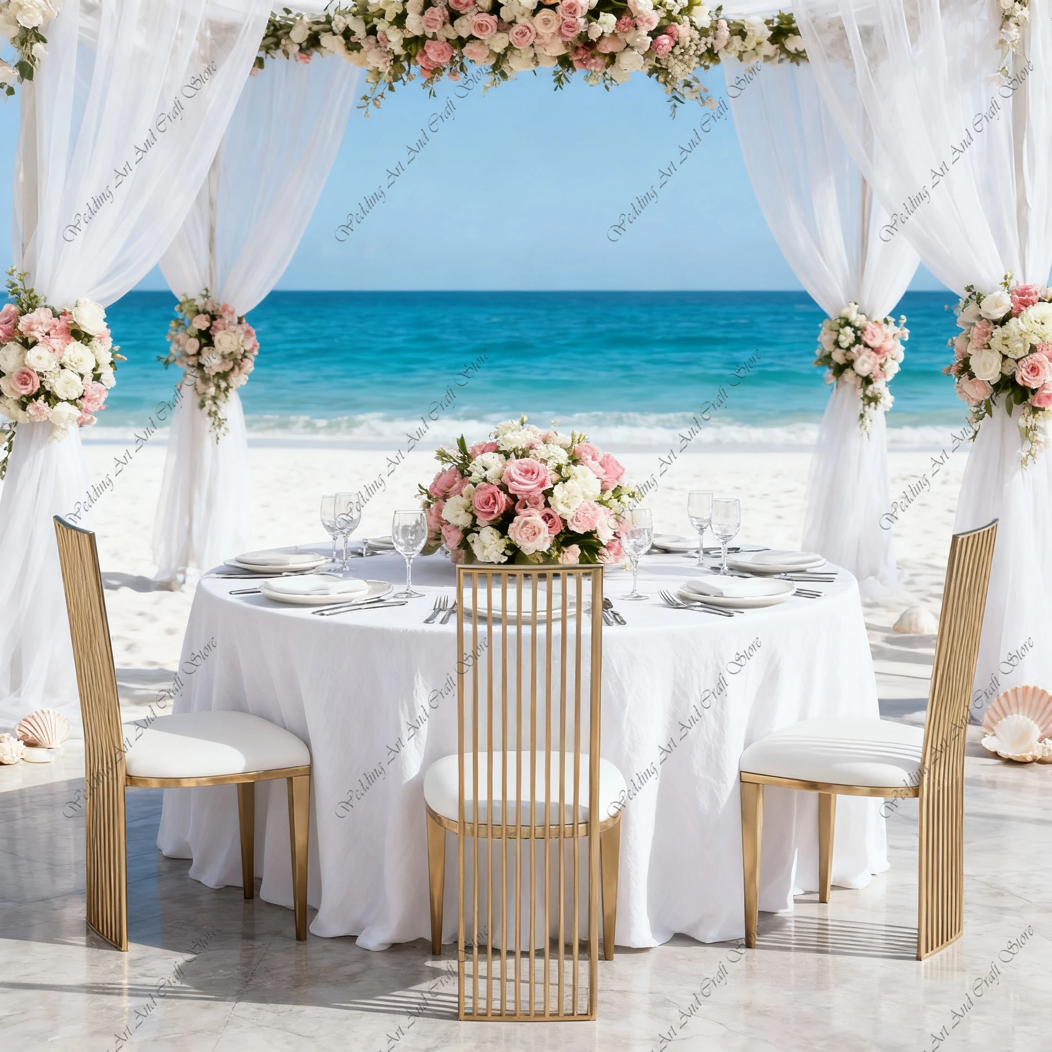 48pcs Luxury Gold Wedding Chair Furniture High Back Stainless Steel Throne Dining Chair for Event ivy161