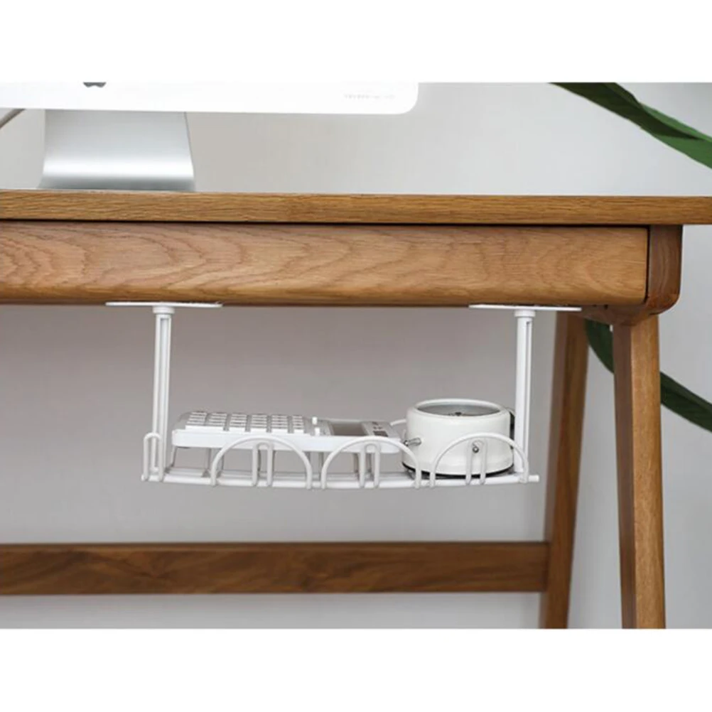 

Desk Holder Office Organizer White Basket Shelving Rack Electric Wire Tidy Lightweight Portable Storage Shelf Desk Organizer