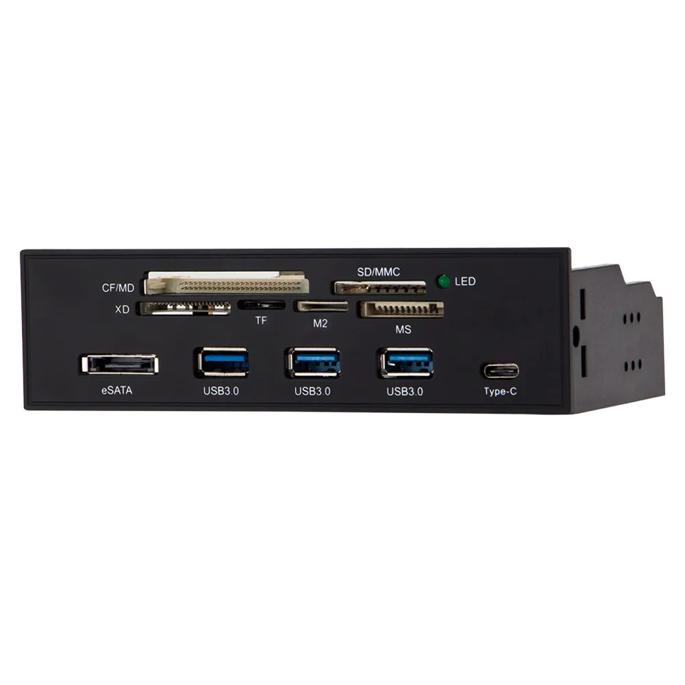 

Front Panel Card Reader USB3.0 TYPE-C Hub eSATA Port Type C MD SD/MMC XD TF M2 MS CF Reade Card Reader PC Front Panel USB HUB