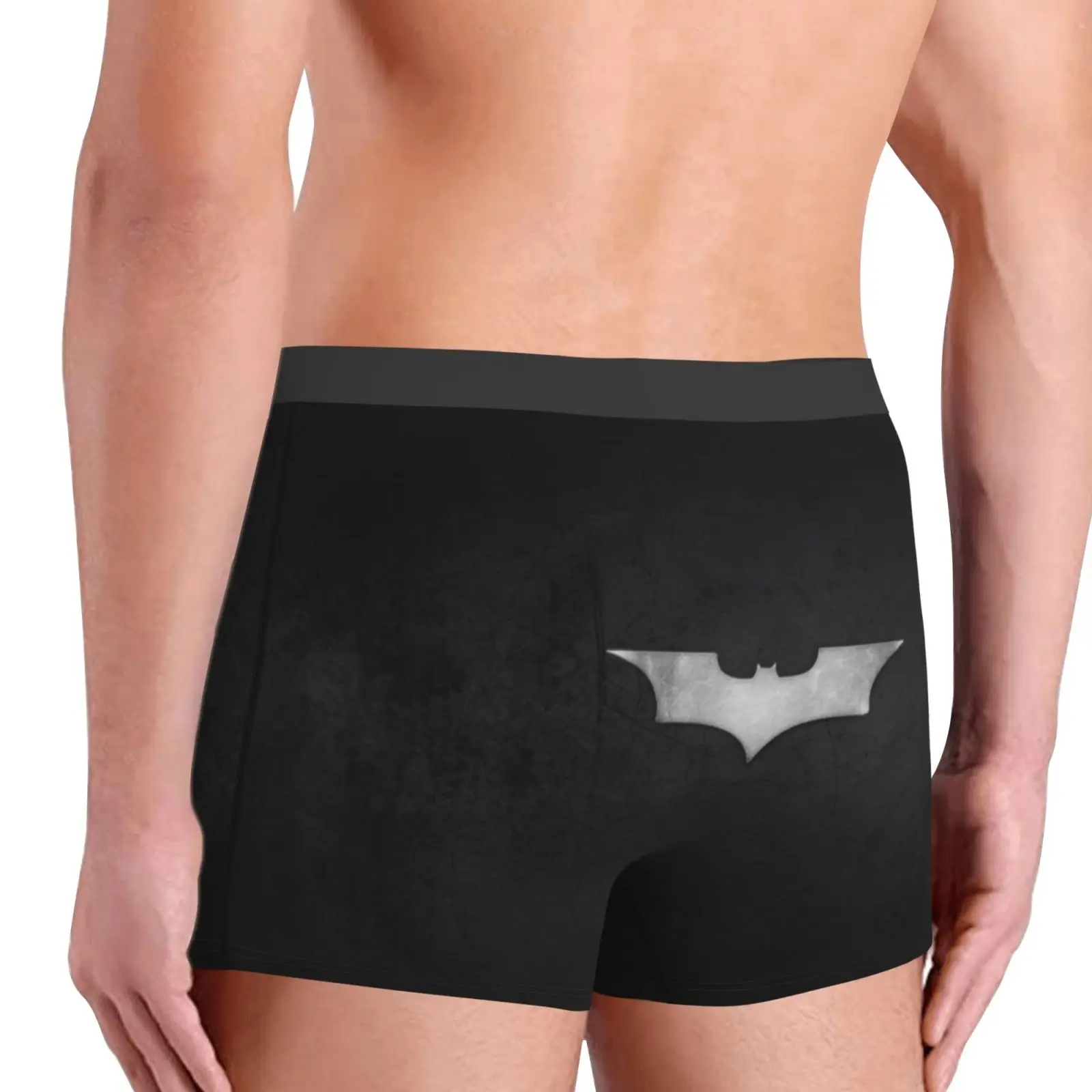 Black Bat Boxers Mens Panties Male Underpants Double Sides Printed Soft Breathable Machine Wash Cool   Polyester