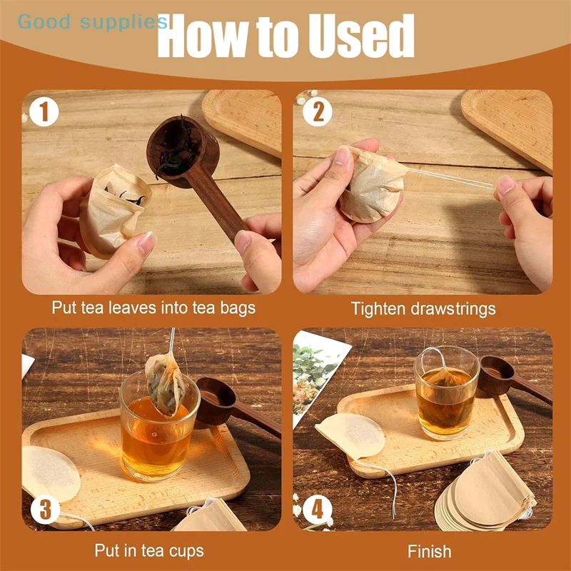 Sacchetti filtro profumati per bustine di tè vuote rotonde da 300 pezzi con carta termosaldata per leghe a corda per bustine filtranti profumate usa e getta per tisana sfusa