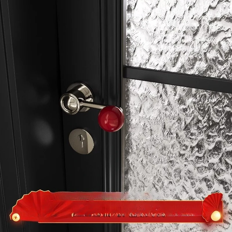 

French retro spherical door handle silver-white magnetic suction silent minimalist red household door lock