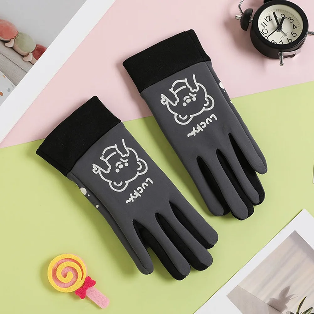 

Fleece Lined Winter Children's Gloves Cold-proof Cartoon Full Finger Gloves Windproof Water-Repellent Mittens 7-10 Years Old